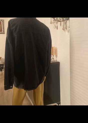 Düğmeli Siyah Kadın Denim Ceket füme - Görsel 4