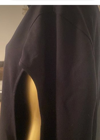 Siyah Kapüşonlu Midi Rahat Elbise - Görsel 3