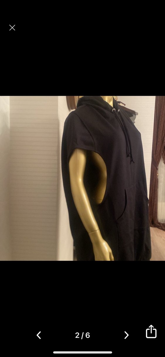 Siyah Kapüşonlu Midi Rahat Elbise - Görsel 2