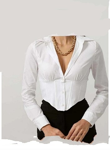  Kadın Crop Gömlek Slim Fit Dar Kesim Beli lastikli beyaz
