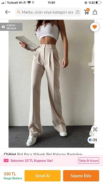 Krem plazzo pantolon