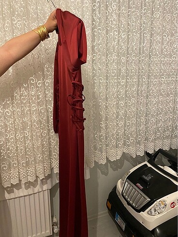 40 Beden bordo Renk Saten elbise