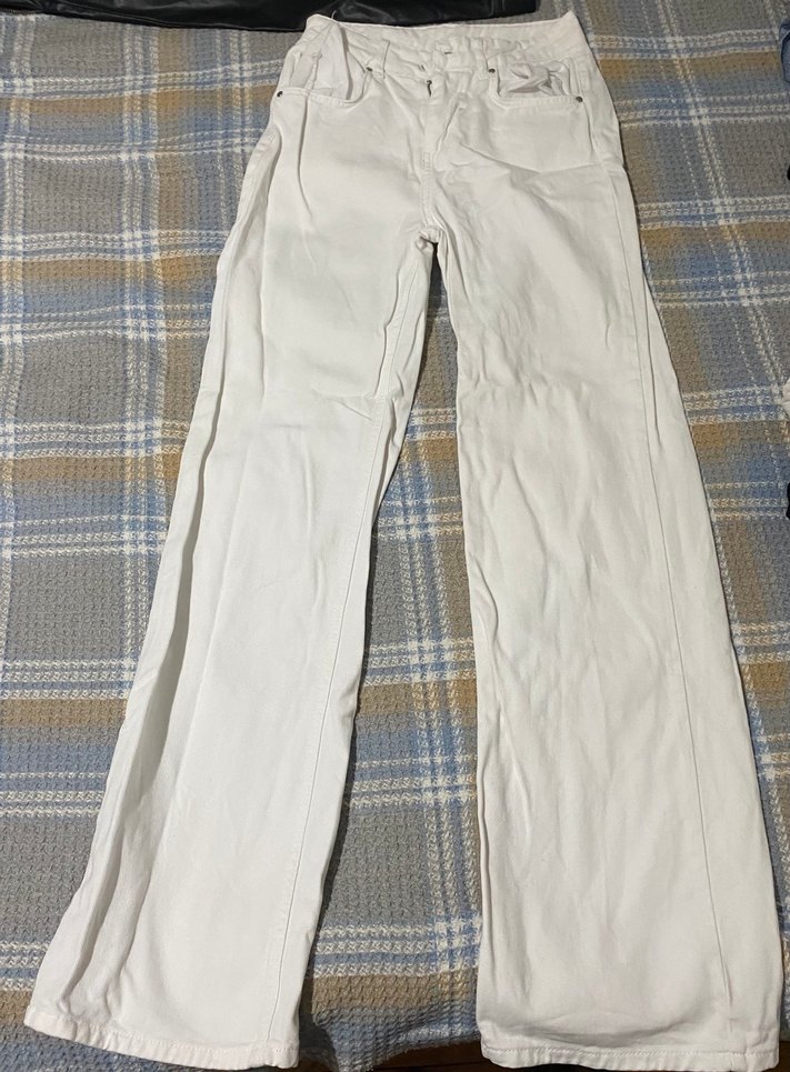 Beyaz Midi Kadın Denim Pantolon - Görsel 3