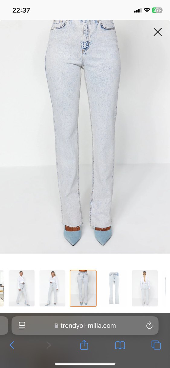 Beyaz Batik Desenli Midi Kot Pantolon - Görsel 2