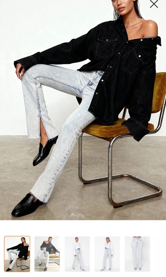 Beyaz Batik Desenli Midi Kot Pantolon - Görsel 3