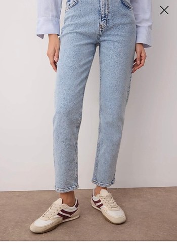 Kadın Açık Mavi Tie-Dye Midi Denim Pantolon - Görsel 2