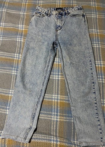 Kadın Açık Mavi Tie-Dye Midi Denim Pantolon - Görsel 3