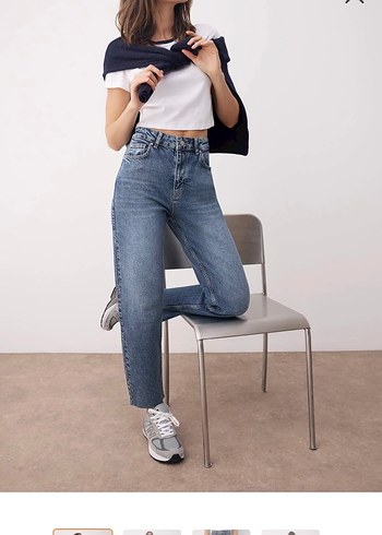 Kadın Lacivert Batik Desenli Denim Pantolon - Görsel 2