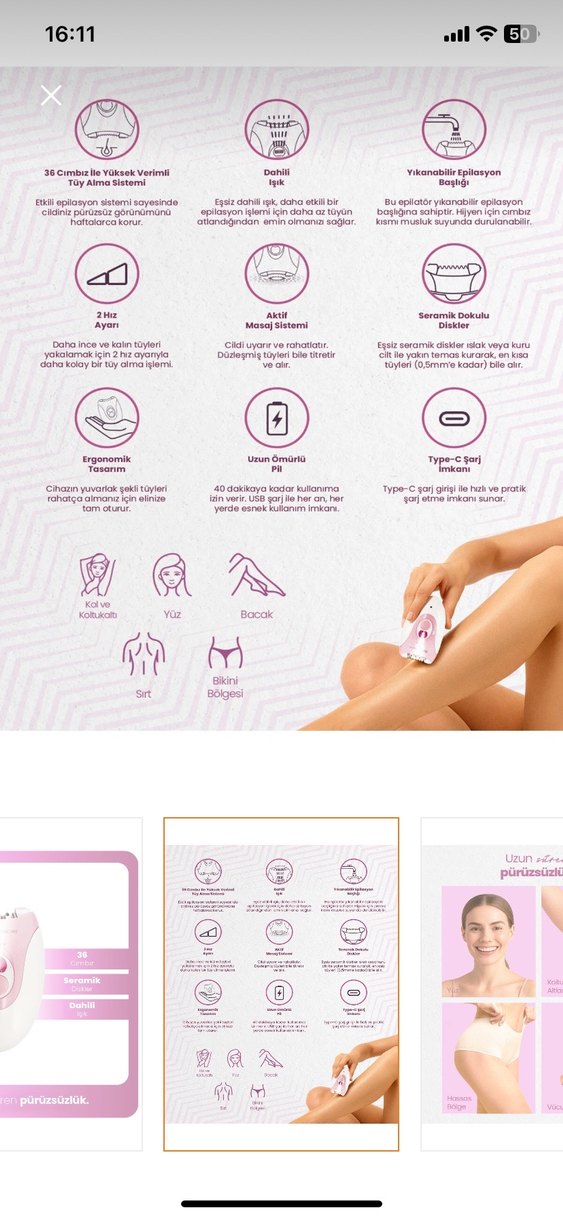 Relux Pembe Seramik Disk Epilatör - Görsel 2