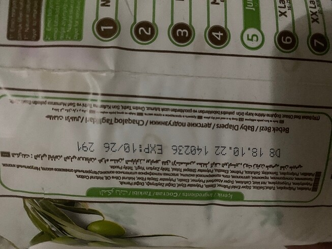 5 Beden: 11-25 kg Beden Renk Baby Turco 5 numara
