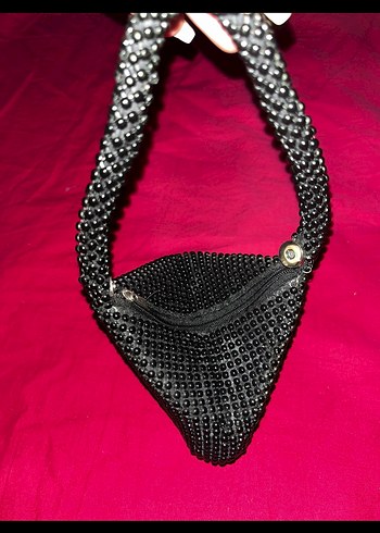 Boncuk İşlemeli Siyah El Çantası - Görsel 2