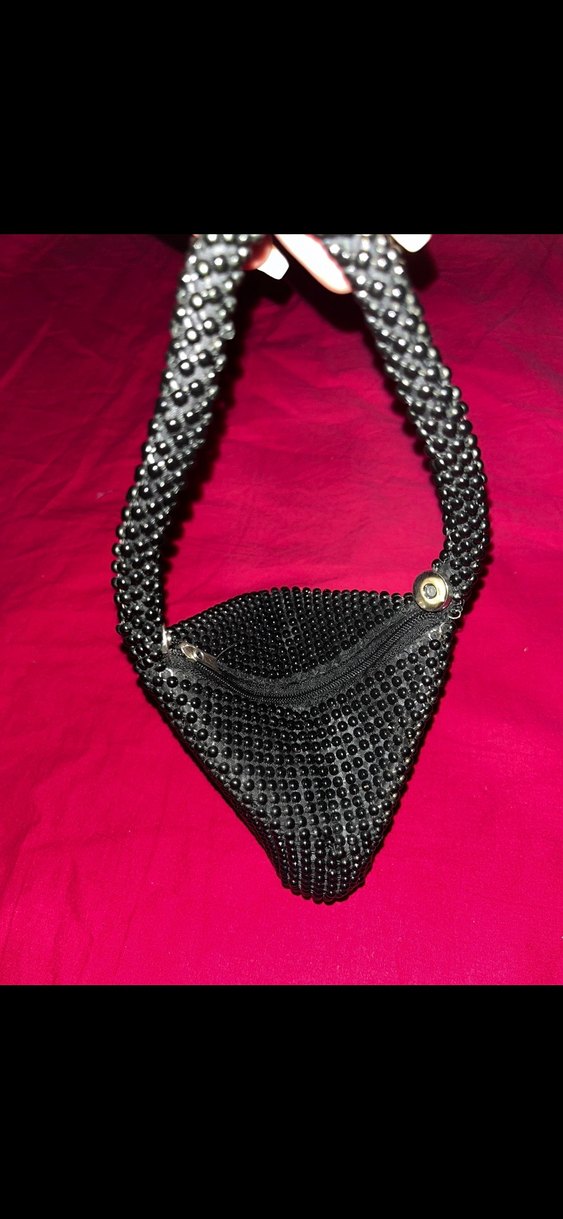 Boncuk İşlemeli Siyah El Çantası - Görsel 2