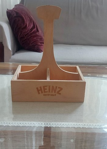 HEINZ 4 Bölmeli Ahşap Sosluk