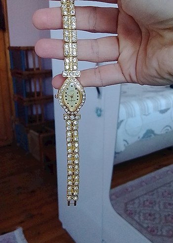 Kadın Vintage Parlak Altın Pul Saati - Görsel 2