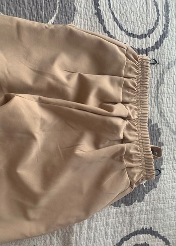 Bej Kemerli Midi Kumaş Pantolon - Görsel 3