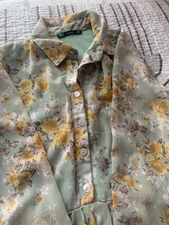 Çiçek Desenli Uzun Kollu Bohem Elbise - Görsel 4