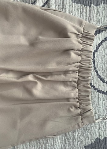 Bej Piliseli Kadın Kumaş Pantolon - Görsel 4