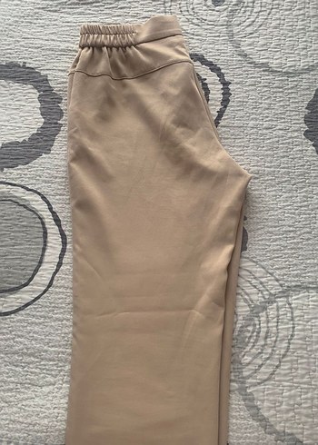 Düğmeli Bej Kadın Kumaş Pantolon - Görsel 2