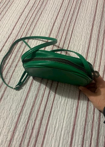 Koyu Yeşil Deri Kadın Çapraz Çanta - Görsel 2