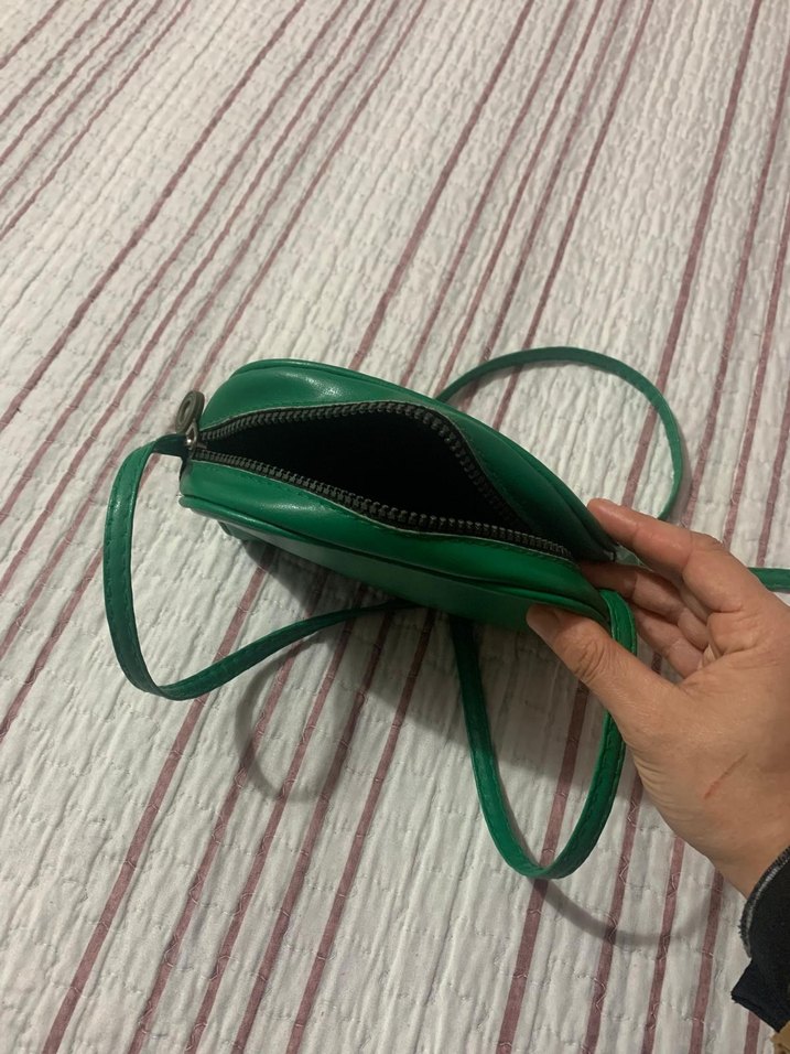 Koyu Yeşil Deri Kadın Çapraz Çanta - Görsel 3