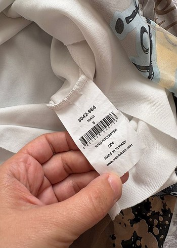 Şifon kısa kollu , V Yakalı Çok Renkli Baskılı elbise - Görsel 7