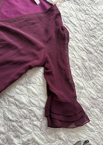 Bordo V Yaka Uzun Bohem Kadın Elbise - Görsel 6