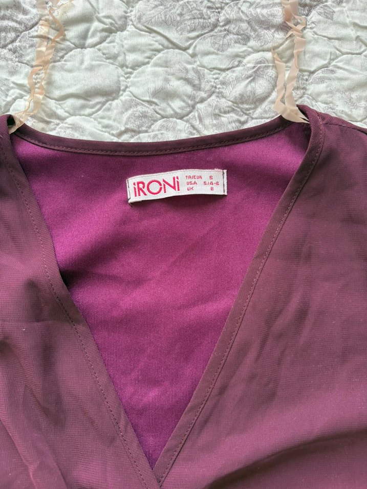 Bordo V Yaka Uzun Bohem Kadın Elbise - Görsel 5