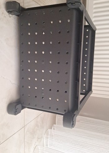 Beden siyah Renk Tezgah alti tekerlekli 2katli raf