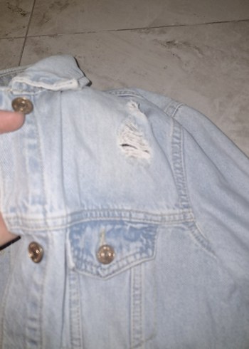 36 Beden mavi Renk Kadın mavi Denim Ceket, Düğmeli, Salaş Kesim