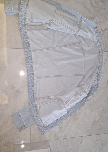36 Beden Kadın mavi Denim Ceket, Düğmeli, Salaş Kesim
