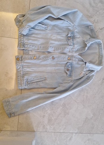 Kadın mavi Denim Ceket, Düğmeli, Salaş Kesim