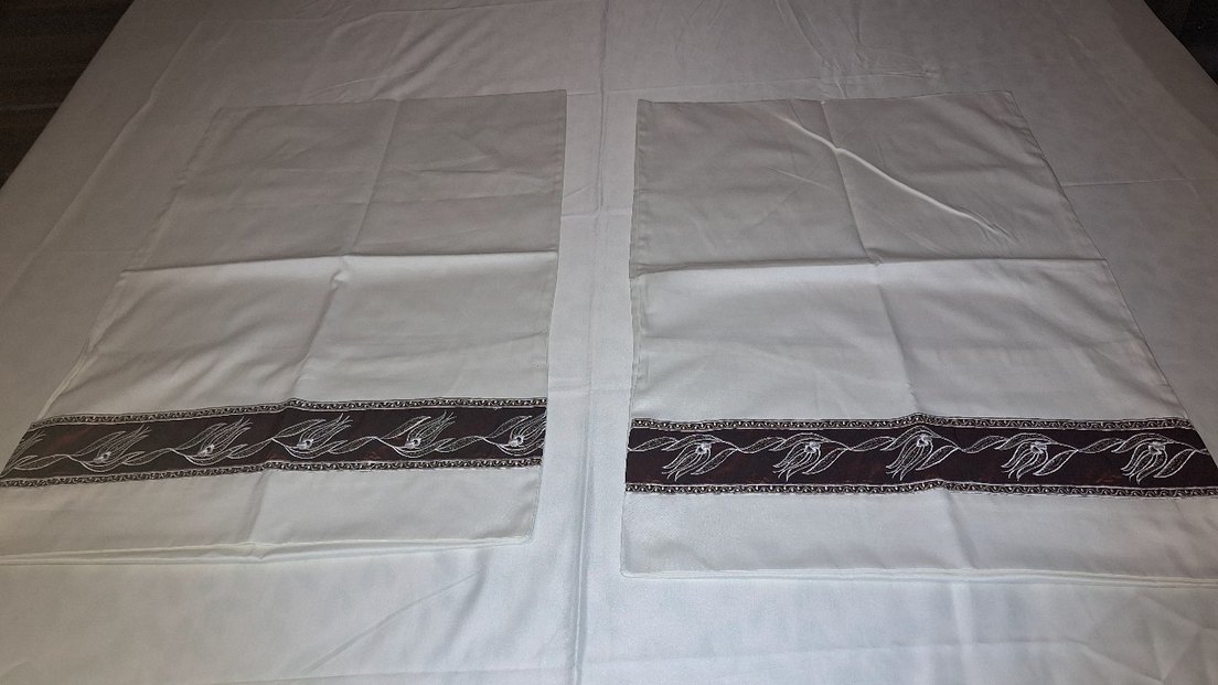 İşlemeli Parlak Beyaz pamuk saten carsaf yastik - Görsel 2