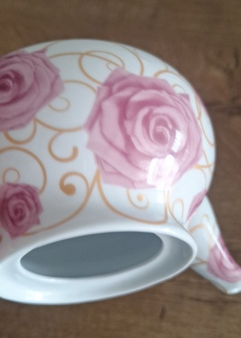 Beden pembe Renk Pembe Gül Desenli porselen Çaydanlık
