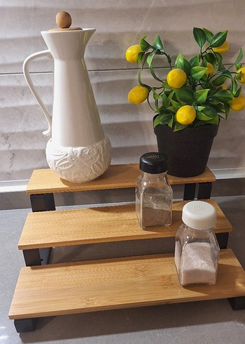 Ahşap Katlı Mutfak Rafı
