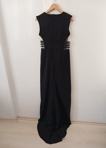 Uzun Siyah Kadın Abiye Elbise - Görsel 5