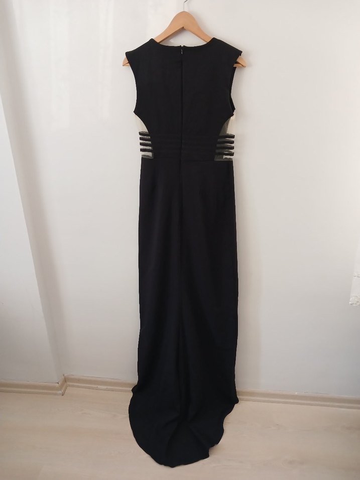 Uzun Siyah Kadın Abiye Elbise - Görsel 5