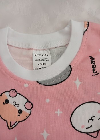 Kız Çocuk Pembe Desenli Pijama Takımı - Görsel 2
