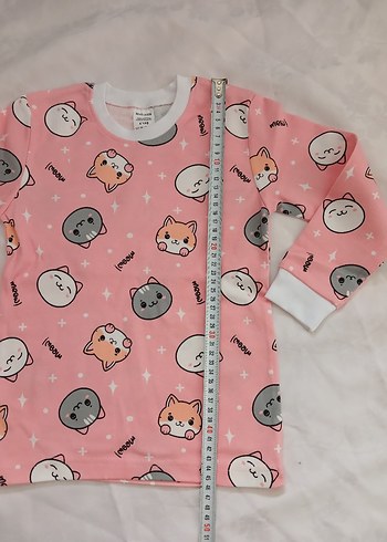 Kız Çocuk Pembe Desenli Pijama Takımı - Görsel 3