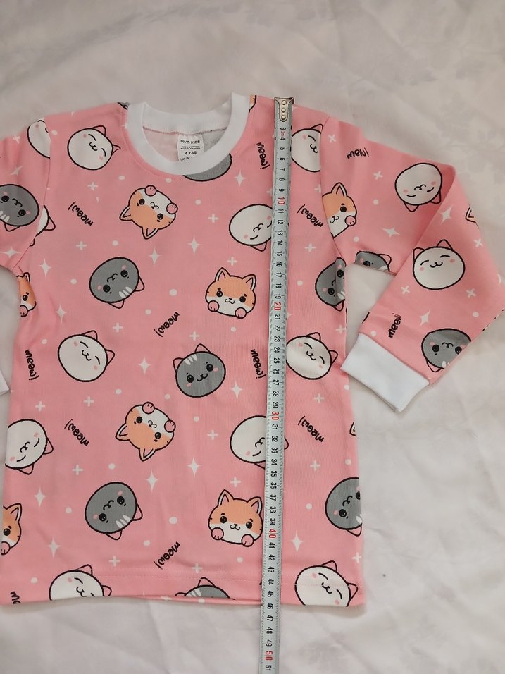 Kız Çocuk Pembe Desenli Pijama Takımı - Görsel 3
