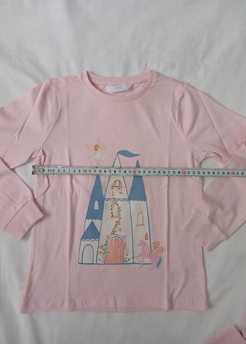 Kız Çocuk Pembe Pamuklu Kısa Kollu Pijama Takımı - Görsel 3