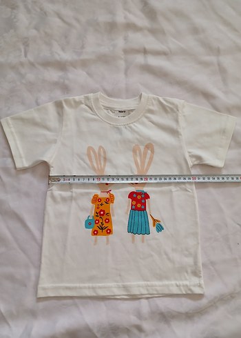 Kız Çocuk Beyaz Baskılı Kısa Kollu Tişört - Görsel 3