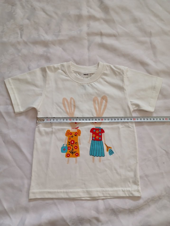 Kız Çocuk Beyaz Baskılı Kısa Kollu Tişört - Görsel 3