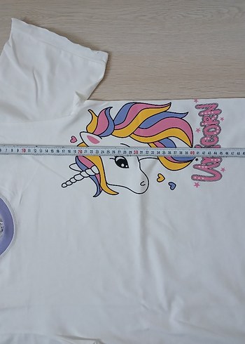 Kız Çocuk Beyaz Unicorn Baskılı Takım - Görsel 5
