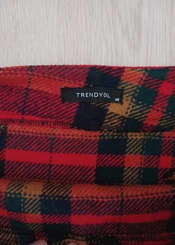 Kırmızı Ekose Mini Etek Fermuarlı - Görsel 2