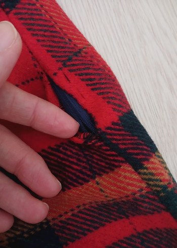 Kırmızı Ekose Mini Etek Fermuarlı - Görsel 4