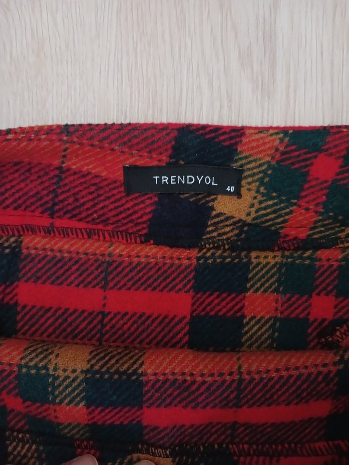 Kırmızı Ekose Mini Etek Fermuarlı - Görsel 2