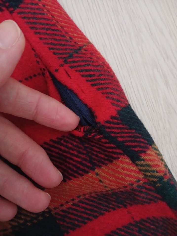 Kırmızı Ekose Mini Etek Fermuarlı - Görsel 4