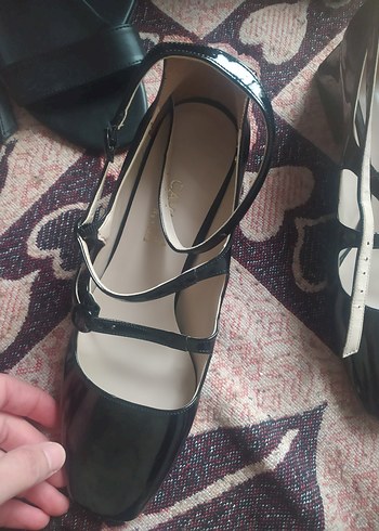 Siyah Yılan Desenli Tokalı Stiletto Topuklu - Görsel 2