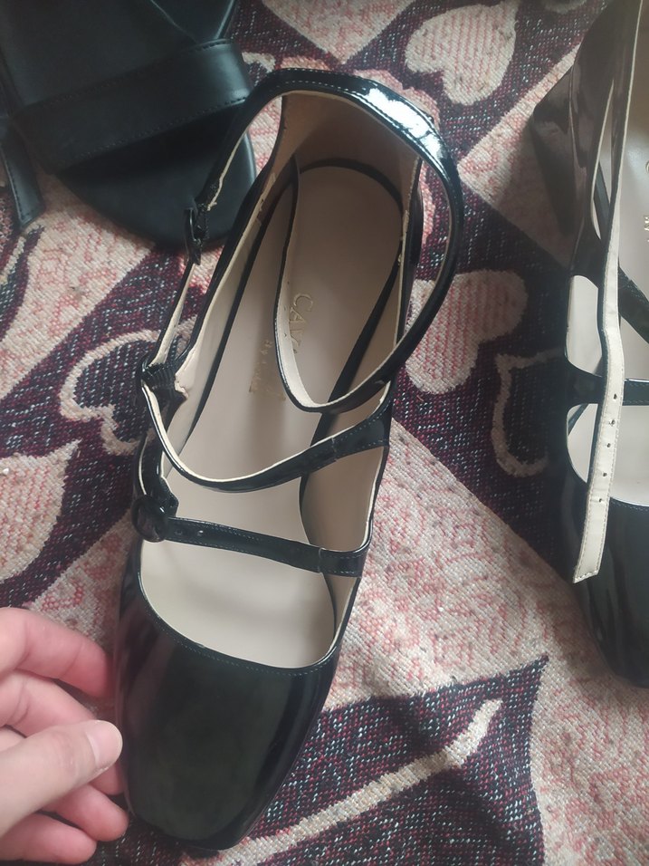 Siyah Yılan Desenli Tokalı Stiletto Topuklu - Görsel 2