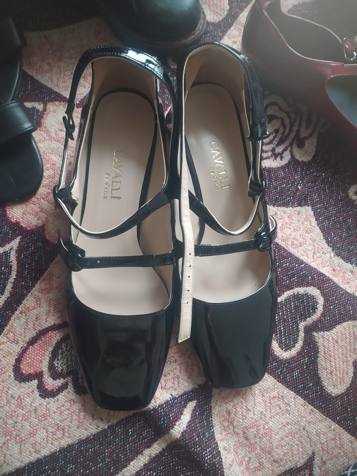 Siyah Yılan Desenli Tokalı Stiletto Topuklu - Görsel 3